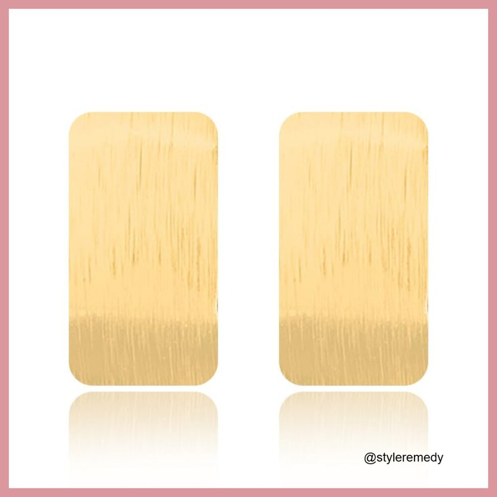 Chunky Geometric Rectangle Drop Earrings Gold Sil… - image 5